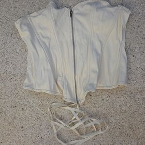 Cream Corset Top with Zipper